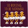 Ambesonne Animal Shower Curtain, Funny Ballerina Dancing Monkeys with So Boring to Be Normal Words Print, Cloth Fabric Bathroom Decor Set with Hooks, 69" W x 84" L, Maroon and Marigold view 2