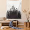 Ambesonne Prehistoric Tapestry, Mountain Fir Forest and Arrow Folk Style Retro Print, Wall Hanging for Bedroom Living Room Dorm Decor, 60" X 80", Dimgrey view 1