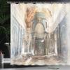 Ambesonne Antique Shower Curtain, Old Renaissance Era Architecture with Columns Art Print, Cloth Fabric Bathroom Decor Set with Hooks, 69" W x 75" L, Petrol Blue Marigold view 3