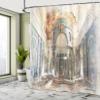 Ambesonne Antique Shower Curtain, Old Renaissance Era Architecture with Columns Art Print, Cloth Fabric Bathroom Decor Set with Hooks, 69" W x 75" L, Petrol Blue Marigold view 4