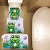 Amagical 3 Piece Cute Frog Flannel Bathroom Mat Set (Bathroom Mat + Toilet Contour Rug + Toilet Cover) view 1