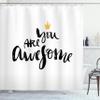 Ambesonne Modern Shower Curtain, You are Calligraphy with a Crown Modern Love Optimist Art Print, Cloth Fabric Bathroom Decor Set with Hooks, 69" W x 75" L, Yellow Black view 1