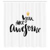 Ambesonne Modern Shower Curtain, You are Calligraphy with a Crown Modern Love Optimist Art Print, Cloth Fabric Bathroom Decor Set with Hooks, 69" W x 75" L, Yellow Black view 2