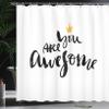 Ambesonne Modern Shower Curtain, You are Calligraphy with a Crown Modern Love Optimist Art Print, Cloth Fabric Bathroom Decor Set with Hooks, 69" W x 75" L, Yellow Black view 3