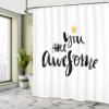 Ambesonne Modern Shower Curtain, You are Calligraphy with a Crown Modern Love Optimist Art Print, Cloth Fabric Bathroom Decor Set with Hooks, 69" W x 75" L, Yellow Black view 4
