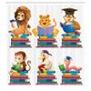 Ambesonne Graduation Shower Curtain, Animals Books Lion Monkey Duck Snake Tiger Fun Cartoon Mammals Room Design, Cloth Fabric Bathroom Decor Set with Hooks, 69" W x 84" L, Multicolor view 2