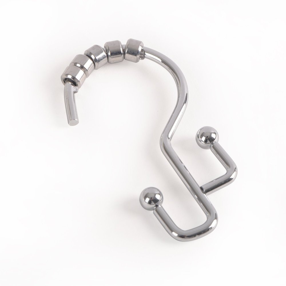 Utopia Alley Shower Hooks - Double Shower Curtain Rings for Bathroom - Rust Resistant Shower Curtain Hooks for Shower Curtain or Liner - Double Roller Shower Curtain Hooks - Set of 12, Polished Chrome