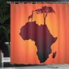 Ambesonne African Shower Curtain, Savannah Map Continent Giraffe and Tree Silhouette Wild Design Illustration, Cloth Fabric Bathroom Decor Set with Hooks, 69" W x 84" L, Orange and Brown view 3