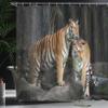 Ambesonne Animal Shower Curtain, Tiger Couple in The Jungle on Big Rocks Image Wild Cats in Nature Image Print, Cloth Fabric Bathroom Decor Set with Hooks, 69" W x 84" L, Grey and Ginger view 3
