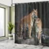 Ambesonne Animal Shower Curtain, Tiger Couple in The Jungle on Big Rocks Image Wild Cats in Nature Image Print, Cloth Fabric Bathroom Decor Set with Hooks, 69" W x 84" L, Grey and Ginger view 4