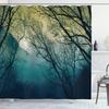 Ambesonne Nature Shower Curtain, Surreal Morning in The Foggy Misty Forest Mountain Valley Habitat Themed Himalayan, Cloth Fabric Bathroom Decor Set with Hooks, 69" W x 70" L, Petrol Blue view 1