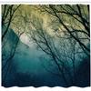 Ambesonne Nature Shower Curtain, Surreal Morning in The Foggy Misty Forest Mountain Valley Habitat Themed Himalayan, Cloth Fabric Bathroom Decor Set with Hooks, 69" W x 70" L, Petrol Blue view 2