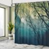 Ambesonne Nature Shower Curtain, Surreal Morning in The Foggy Misty Forest Mountain Valley Habitat Themed Himalayan, Cloth Fabric Bathroom Decor Set with Hooks, 69" W x 70" L, Petrol Blue view 4