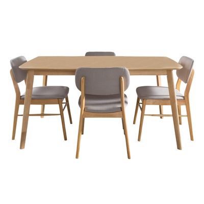 Christopher Knight Home Colette Beatrice Mid-Century Design 5 PC Wood Finished Dining Set (Grey/Oak)