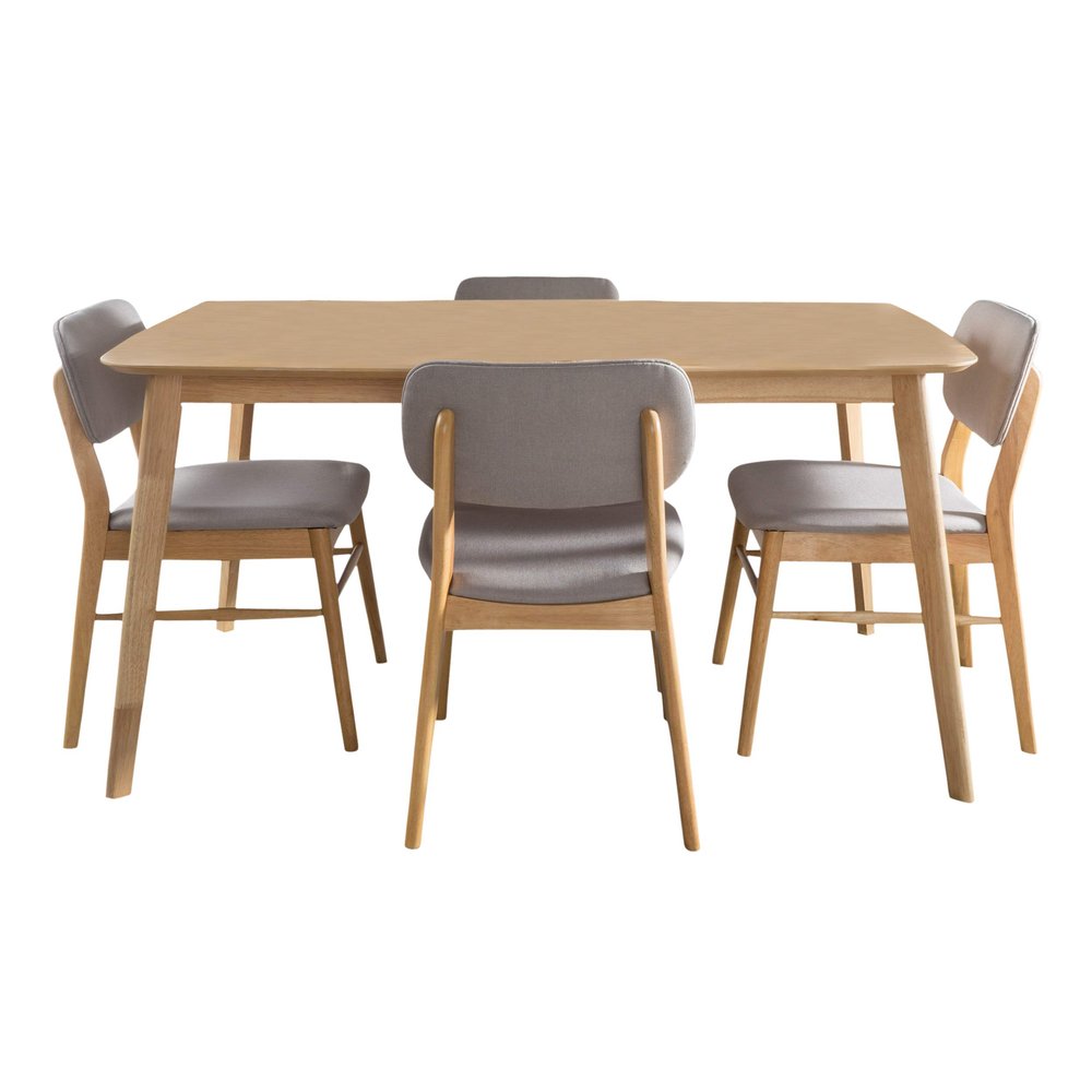 Christopher Knight Home Colette Beatrice Mid-Century Design 5 PC Wood Finished Dining Set (Grey/Oak)