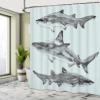 Ambesonne Animal Shower Curtain, Sealife Big Dangerous Fish Shark Jaws Tails Sketchy Monochrome, Cloth Fabric Bathroom Decor Set with Hooks, 69" W x 84" L, Grey Charcoal view 4