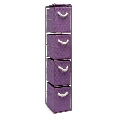 ARPAN Purple 4-Drawer Storage Unit Ideal for Home/Office/Bedrooms (Purple 4-Drawer 18x25x65cm)