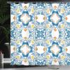 Ambesonne Ethnic Shower Curtain, Tunisian Mosaic with Azulojo Spanish Influence Retro Inspired Art, Cloth Fabric Bathroom Decor Set with Hooks, 69" W x 84" L, Blue view 3