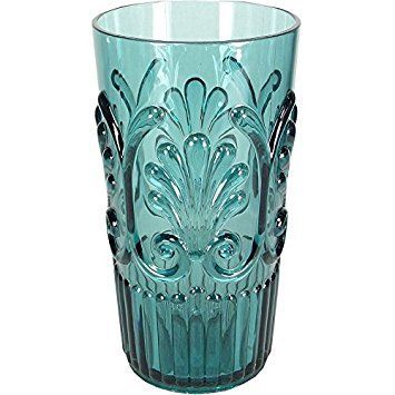 Case Pack of 24 Le Cadeaux Fleur Teal Blue Polycarbonate Long Drink Glasses