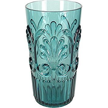 Case Pack of 24 Le Cadeaux Fleur Teal Blue Polycarbonate Long Drink Glasses