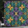 Ambesonne Fractal Shower Curtain, Antique Ornate Symmetric Stained Glass Mosaic Window Style Floral Tile Pattern, Cloth Fabric Bathroom Decor Set with Hooks, 69" W x 84" L, Green Purple view 3
