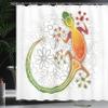 Ambesonne Batik Shower Curtain, Native Southeast Common House Gecko Moon Lizard Tropical Monster Graphic Design, Cloth Fabric Bathroom Decor Set Hooks, 69" W x 75" L, White Charcoal Grey Multicolor view 3