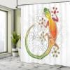 Ambesonne Batik Shower Curtain, Native Southeast Common House Gecko Moon Lizard Tropical Monster Graphic Design, Cloth Fabric Bathroom Decor Set Hooks, 69" W x 75" L, White Charcoal Grey Multicolor view 4