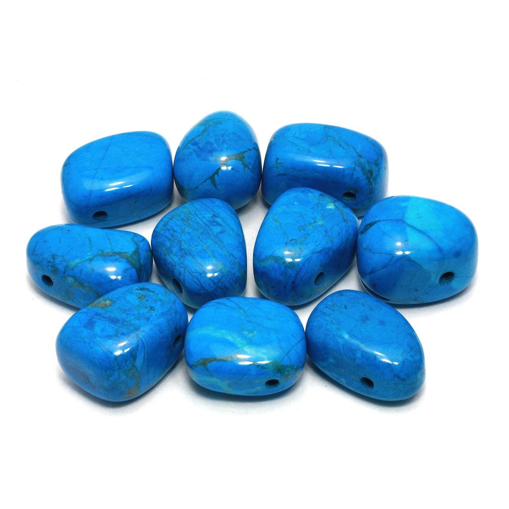 CrystalAge Blue Howlite Drilled Tumble Stone