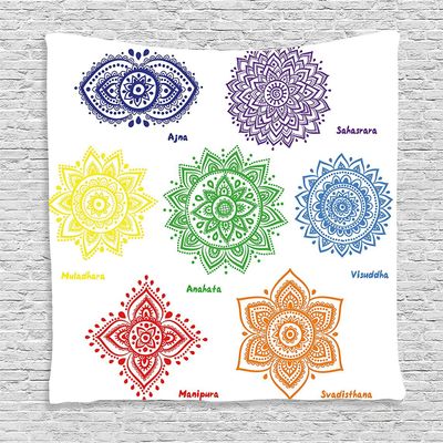 Ambesonne Colorful Tapestry, Colorful Design with Ornate Round Mandala Oriental Style Print Illustration, Wall Hanging for Bedroom Living Room Dorm Decor, 40" X 60", Green Red