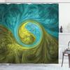 Ambesonne Spires Shower Curtain, Eastern Spiral Psychedelic Design Sunny Side Motif, Cloth Fabric Bathroom Decor Set with Hooks, 69" W x 70" L, Khaki Teal view 1