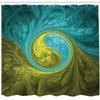 Ambesonne Spires Shower Curtain, Eastern Spiral Psychedelic Design Sunny Side Motif, Cloth Fabric Bathroom Decor Set with Hooks, 69" W x 70" L, Khaki Teal view 2
