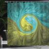 Ambesonne Spires Shower Curtain, Eastern Spiral Psychedelic Design Sunny Side Motif, Cloth Fabric Bathroom Decor Set with Hooks, 69" W x 70" L, Khaki Teal view 3