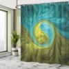 Ambesonne Spires Shower Curtain, Eastern Spiral Psychedelic Design Sunny Side Motif, Cloth Fabric Bathroom Decor Set with Hooks, 69" W x 70" L, Khaki Teal view 4