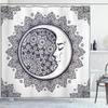 Ambesonne Zodiac Shower Curtain, Intricate Boho Mandala Form Crescent Moon Foreground Alchemy, Cloth Fabric Bathroom Decor Set with Hooks, 69" W x 84" L, White Charcoal Grey view 1