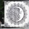 Ambesonne Zodiac Shower Curtain, Intricate Boho Mandala Form Crescent Moon Foreground Alchemy, Cloth Fabric Bathroom Decor Set with Hooks, 69" W x 84" L, White Charcoal Grey view 3