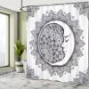 Ambesonne Zodiac Shower Curtain, Intricate Boho Mandala Form Crescent Moon Foreground Alchemy, Cloth Fabric Bathroom Decor Set with Hooks, 69" W x 84" L, White Charcoal Grey view 4