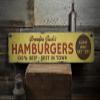 100% Beef Hamburgers Wood Sign, Best In Town Come & Get 'Em Grill Master Name Kitchen - Rustic Hand Made Vintage Wooden Sign - 9.25 x 48 Inches view 1