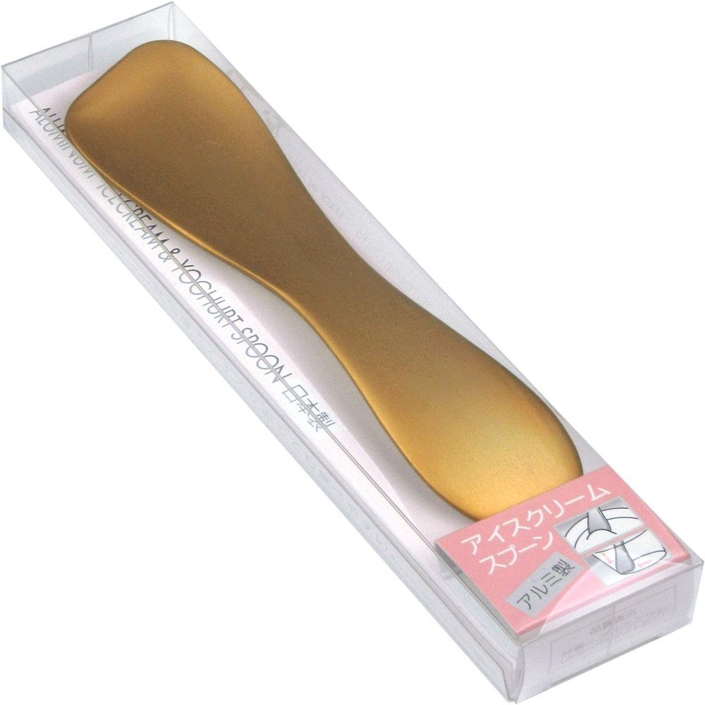 Endosansho Aluminum Ice Cream Spoon, Clear Case, Gold