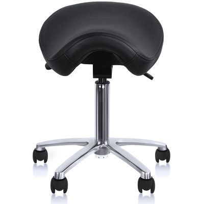 2xhome Ergonomic Saddle Stool | Backless Rolling Office Task Chair with Adjustable Height and Tilt | PU Leather, Foam Padded Seat for Drafting, Medical, Dental Use, Black