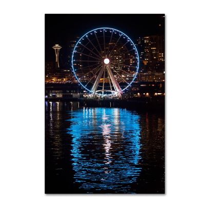 Trademark Fine Art Seattle Waterfront at Night by Yale Gurney, 16x24-Inch