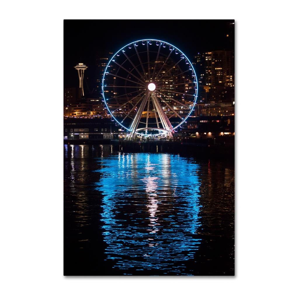 Trademark Fine Art Seattle Waterfront at Night by Yale Gurney, 16x24-Inch