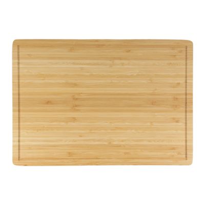 BambooMN Brown Large Natural Bamboo Cutting Board with Juice Groove For Home and Kitchen - 16.85" x 11.75" x 0.5" 3-Ply - 1 Piece