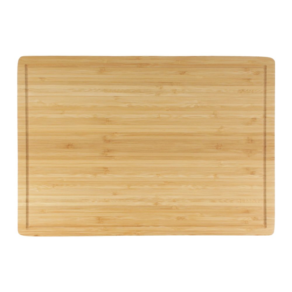 BambooMN Brown Large Natural Bamboo Cutting Board with Juice Groove For Home and Kitchen - 16.85" x 11.75" x 0.5" 3-Ply - 1 Piece