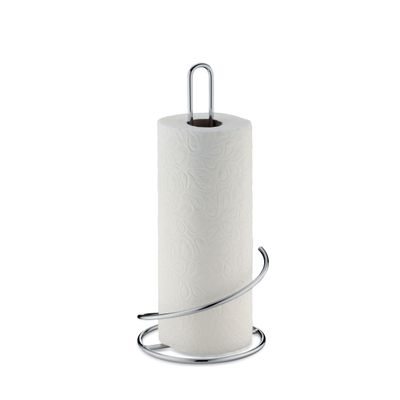 KECKU kela Kitchen roll Holder Upright, Also for Thick Rolls, Kitchen roll Holder 33 cm high, Caro, Chrome-Plated Metal