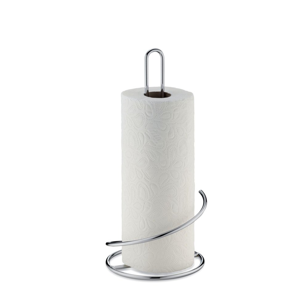 KECKU kela Kitchen roll Holder Upright, Also for Thick Rolls, Kitchen roll Holder 33 cm high, Caro, Chrome-Plated Metal