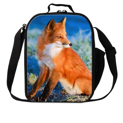 Dispalang Fox Print Lunch Bags for Children Girls Insulated Lunch Box Bags Small Kids Animal Lunch Container