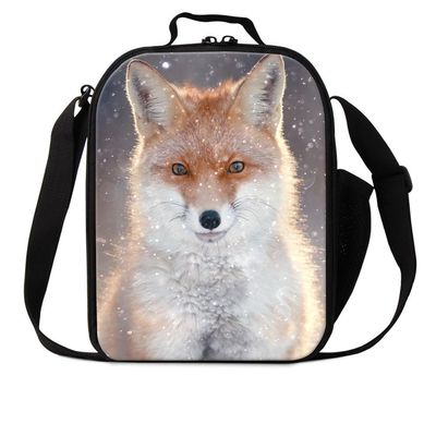 Dispalang Fox Print Lunch Bags for Children Girls Insulated Lunch Box Bags Small Kids Animal Lunch Container