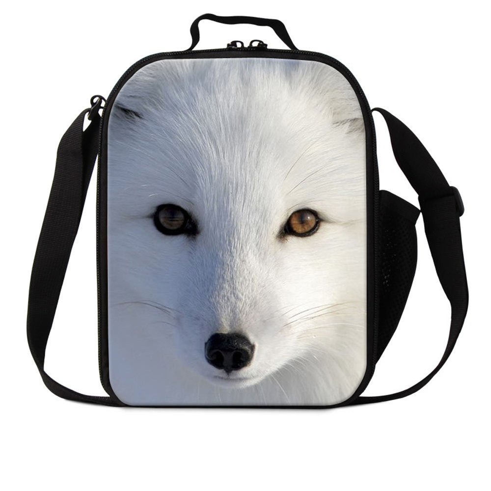 Dispalang Fox Print Lunch Bags for Children Girls Insulated Lunch Box Bags Small Kids Animal Lunch Container