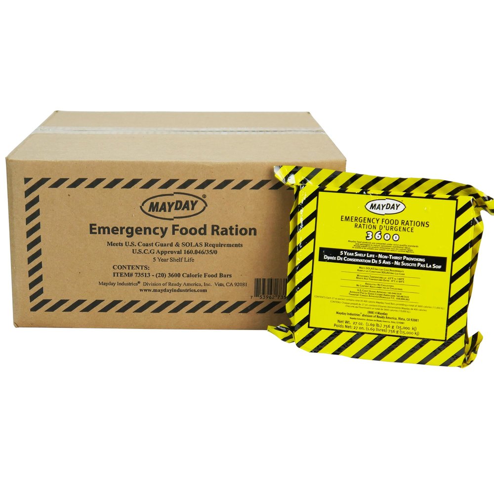 Mayday Emergency Food Bars, 3600 Calorie Meal Replacement Bars - 5 Year Shelf Life Survival Food Rations, U.S. Coast Guard Approved, Ready to Eat Emergency Food Supply for Disaster Preparedness, Earthquake, Fire, Flood, Apple Cinnamon, 20 Pack