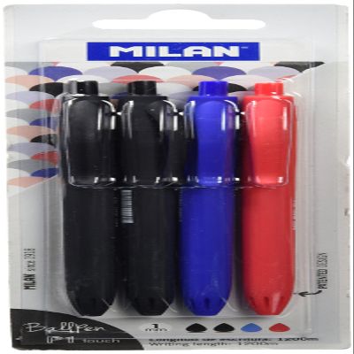 Milan BWM10327 P1 Touch Blister Pen - Blue/Black/Red (Pack of 4)